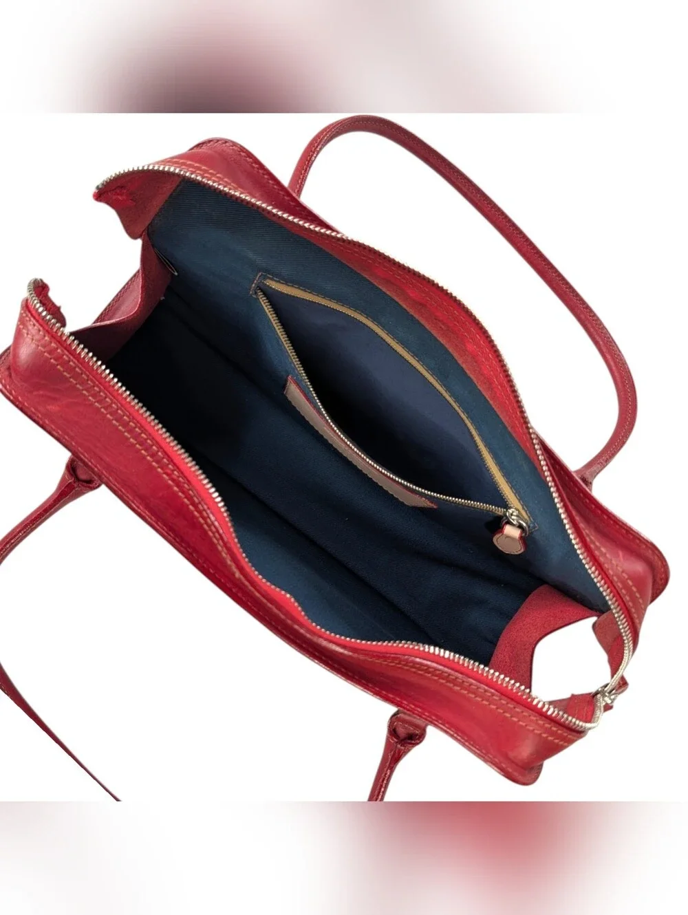 Dooney & Bourke Red Leather Purse Satchel Shoulder Bag Vintage Italy Italian Y2K - Picture 5 of 10